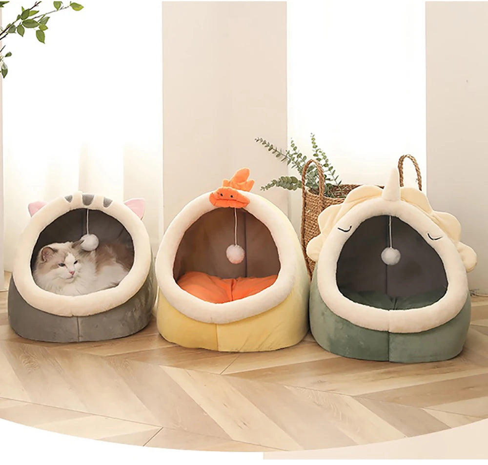 Cat Bed with Cover and Toy