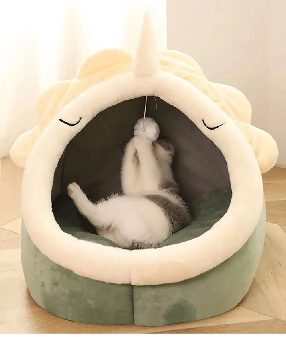 Cat Bed with Cover and Toy
