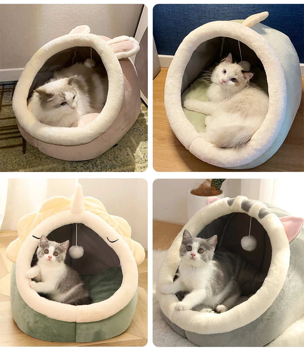 Cat Bed with Cover and Toy