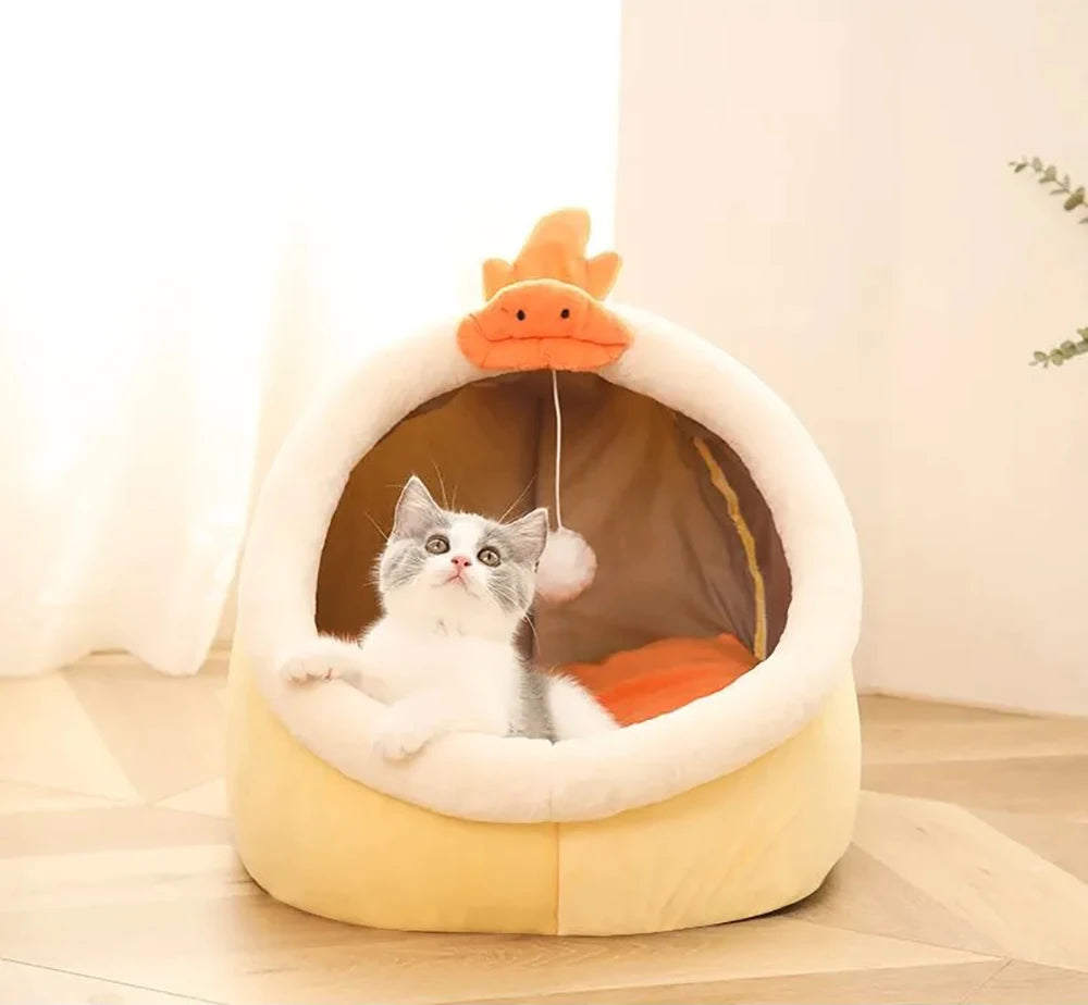 Cat Bed with Cover and Toy